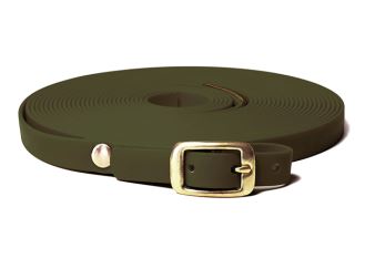 Mystique® Biothane lunghina per piste 16mm khaki 12m ottone deluxe