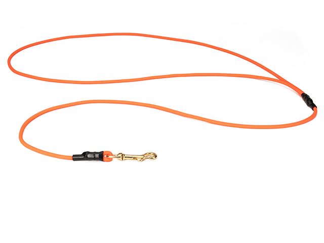 Biothane_hunting_leash_6-8mm_ neon orange_brass_snap_hook_small_web