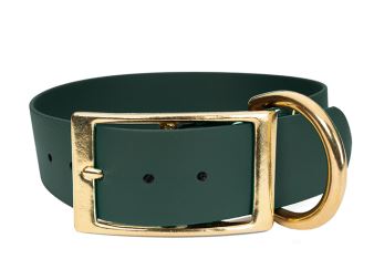 Mystique® Biothane collare deluxe 38mm verde 60-70cm ottone