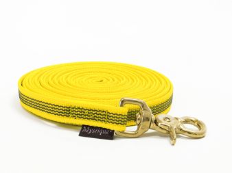Mystique® Guinzagli gommati da traccia 15mm giallo 7,5m ottone scissor moschet.c. maniglia