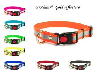 Biothane_gold_reflective_collars_safety_click_brass_all_colours_small_web