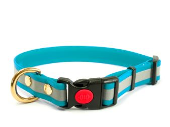 Biothane_collar_safety_click_solid_brass_reflex_turquoise_small_web