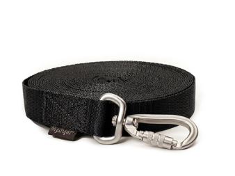 Mystique® Laisse de pistage en nylon 25mm noir 10m haute résistance avec poignée