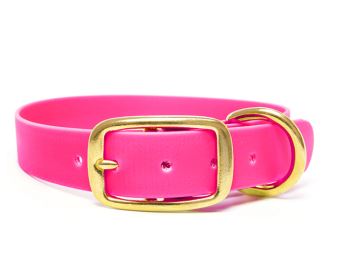 Biothane_collar_deluxe_brass_neon_pink_small_web