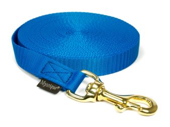 Nylon tracking leash solid brass 20mm blue