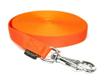 Nylon tracking leash robust 20mm neon orange