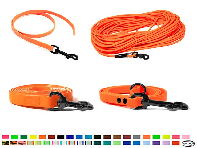 BioThane® laisses et colliers avec mousqueton noir