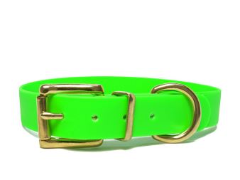 Mystique® Biothane collare classico 25mm neon verde 45-53cm ottone
