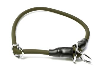 Mystique® Biothane collier rond avec corne 8mm khaki  65cm