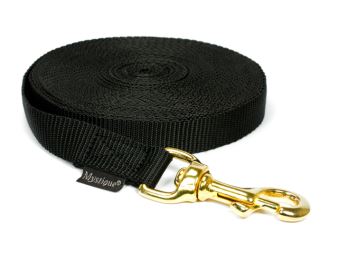 Nylon tracking leash solid brass 20mm black