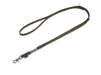 Mystique® Guinzagli gommati regolabili 12mm khaki 200cm antiruggine scissor moschettone