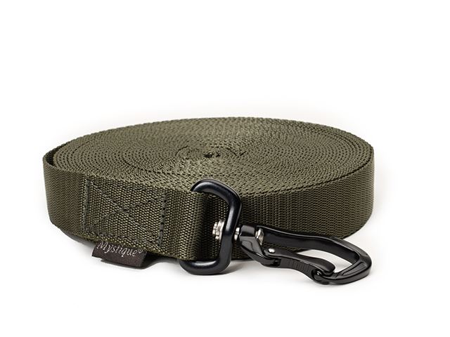 Nylon_tracking_leash_black_robust_snap_hook_khaki_small_web