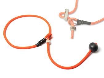 Mystique® Field trial Laisse courte 6mm neon orange 65cm avec corne