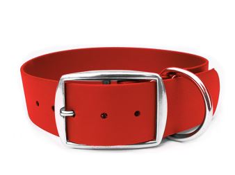 Mystique® Biothane collare deluxe 38mm rosso 55-63cm antiruggine