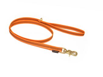 Mystique® Pogumované vodítko 12mm neon oranžová 1,2m bronz. vyp. karabina s rúčkou
