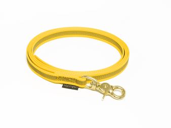 Mystique® Laisse de caoutchouc 12mm jaune  3m laiton mousqueton mexicain avec poignée