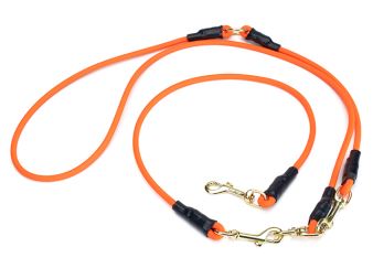 Mystique® Hunting Profi Bioth. guinzagli regolabili 6mm n.arancione S 230cm c.ottonecarab.