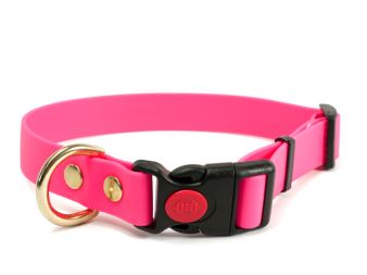 Biothane_collar_safety_click_solid_brass_neon_pink_small_web - kópia