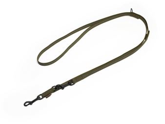 Mystique® Laisse multipositions de caoutchouc 12mm khaki 250cm noir mousqueton