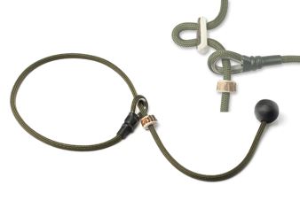 Mystique® Field trial Laisse courte 6mm khaki 80cm avec corne