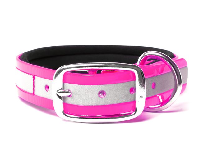 Biothane_collar_deluxe_neopren_gold_reflective_pink_small_web
